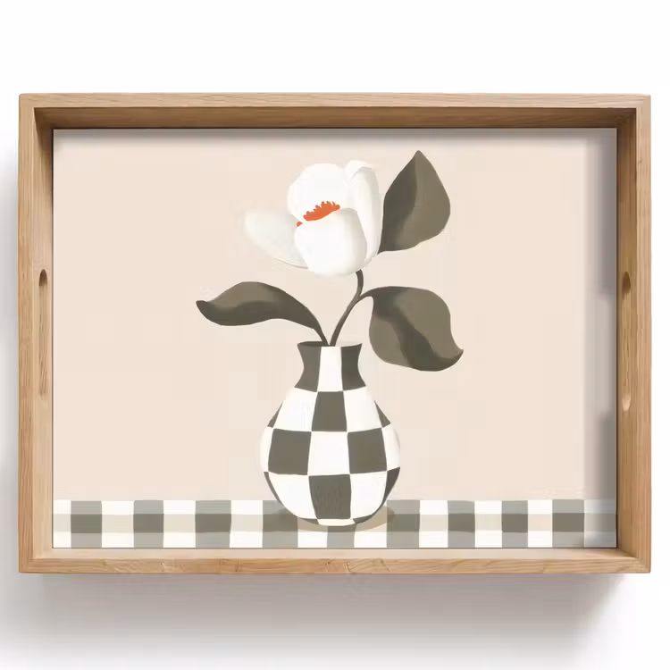 Vaas - Geruit - Groen - Bloem Dienblad Rechthoek middel -z3d_shopping