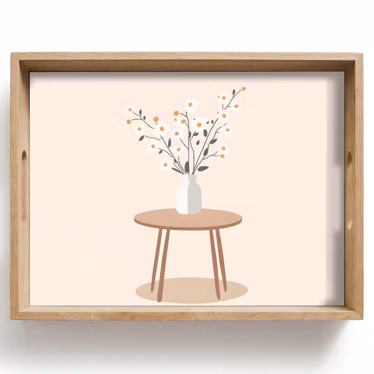 Vaas - Bloemen - Madeliefjes - Beige Dienblad Rechthoek middel -z3d_shopping