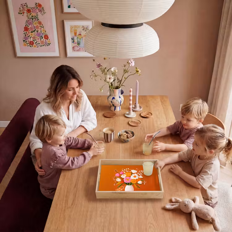 Vaas - Bloemen - Oranje Dienblad Rechthoek middel -sfeer4