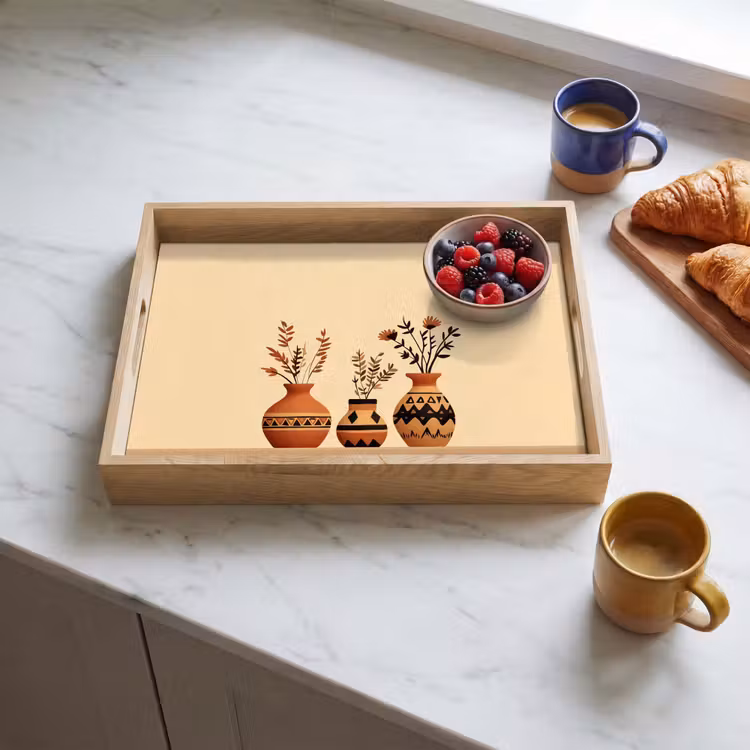 Vazen - Bloemen - Bladeren - Minimalistisch Dienblad Rechthoek middel -sfeer2