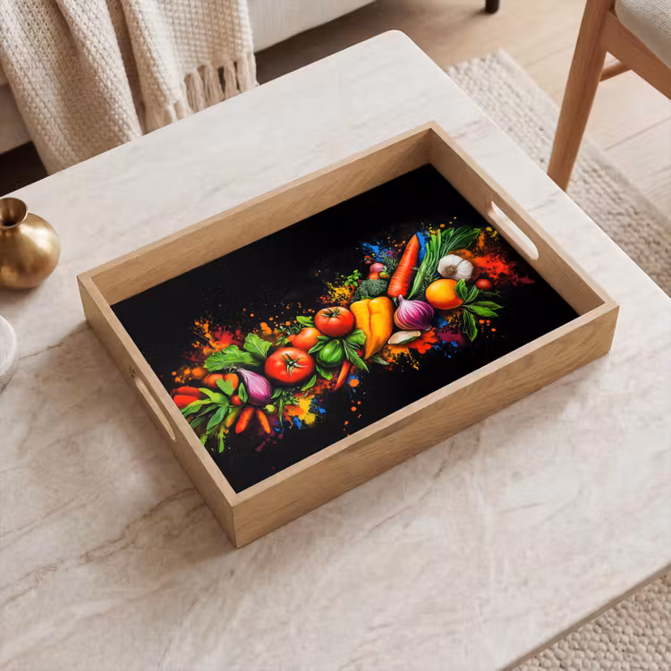 Groente - Eten - Kruiden - Graffiti - Koken Dienblad Rechthoek middel -sfeer1
