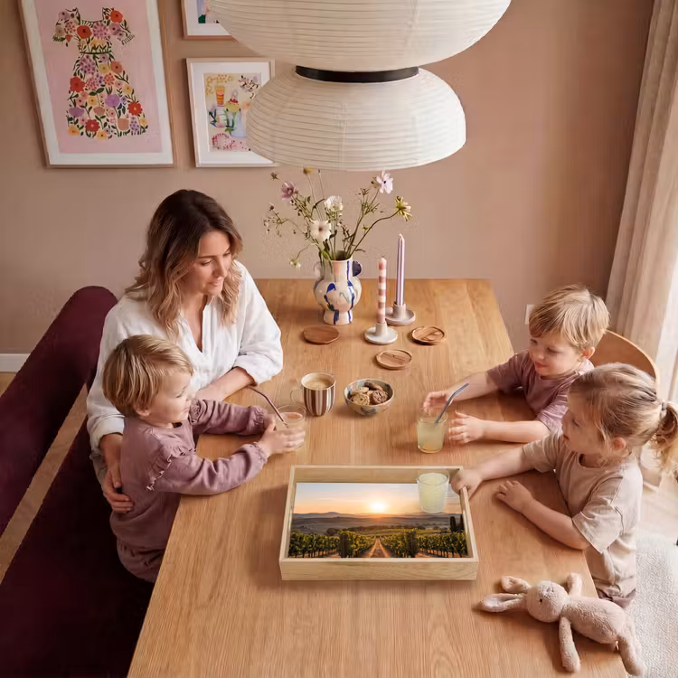 Wijngaard - Zonsondergang - Landschap Dienblad Rechthoek middel -sfeer4
