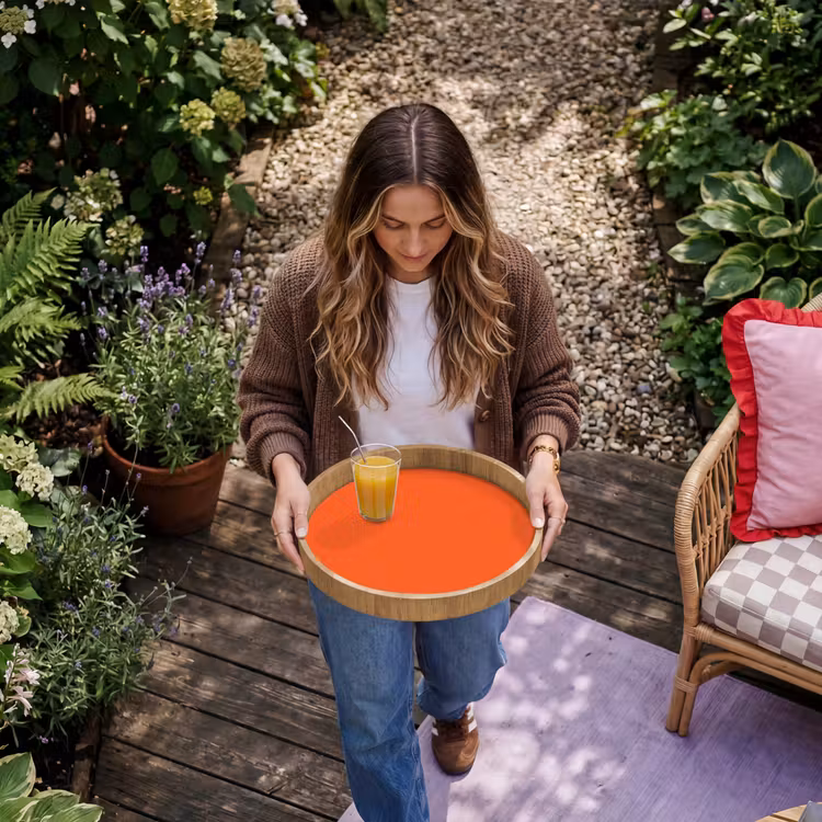 Vivid - Amber - Oranje Dienblad Rond middel 914 -sfeer5