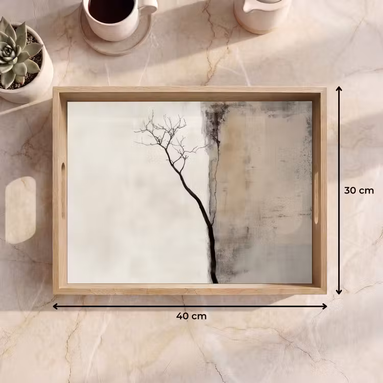 Wabi sabi - Plant - Beige Dienblad Rechthoek middel -USP_Formaat