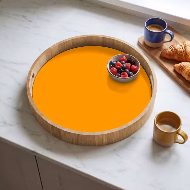 Warm - Ochre - Oranje Dienblad Rond middel 914 -sfeer2