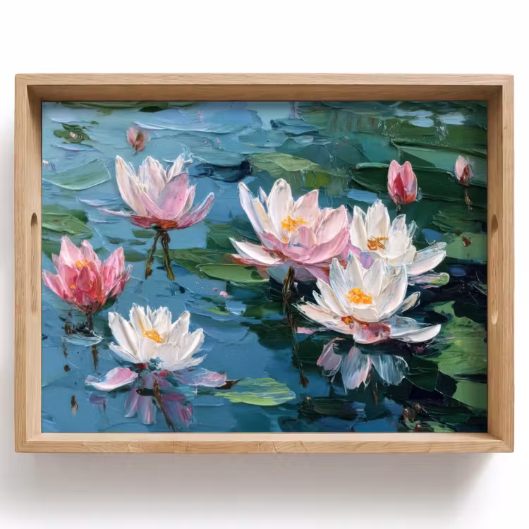 Waterlelies - Bloemen - Roze - Water Dienblad Rechthoek middel -z3d_shopping