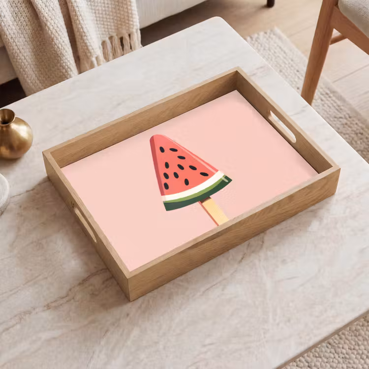 Watermeloen - Ijsje - Pitjes - Rood Dienblad Rechthoek middel -sfeer1