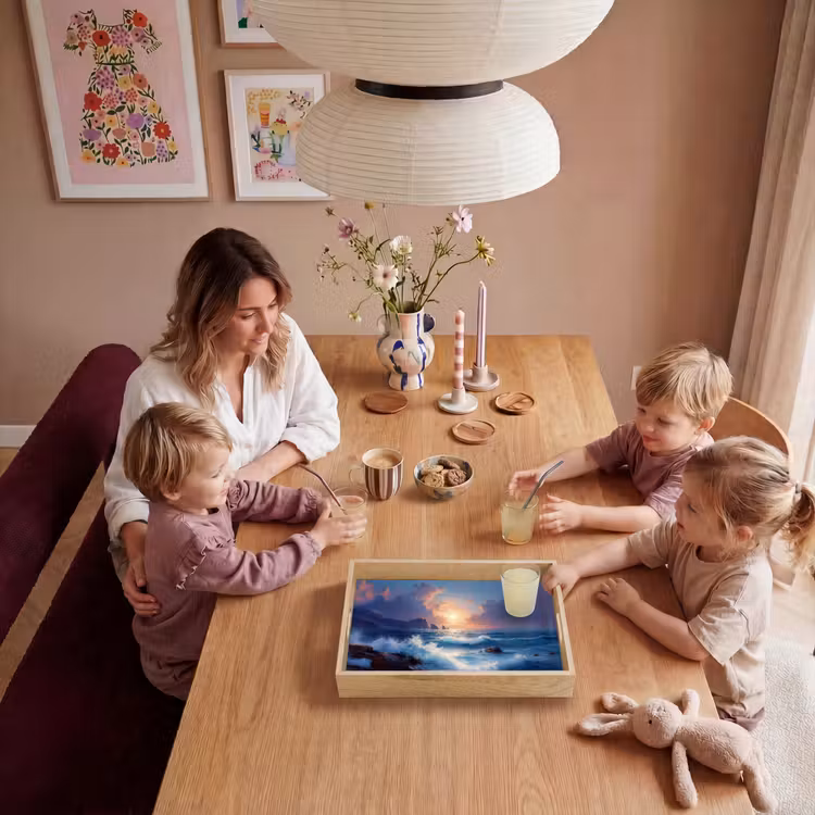 Golven - Zee - Kleurrijk - Rotsen Dienblad Rechthoek middel -sfeer4