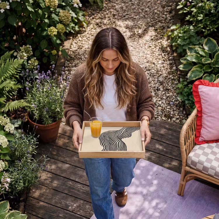 Golvend - Lijnen - Abstract - Silhouet Dienblad Rechthoek middel -sfeer5