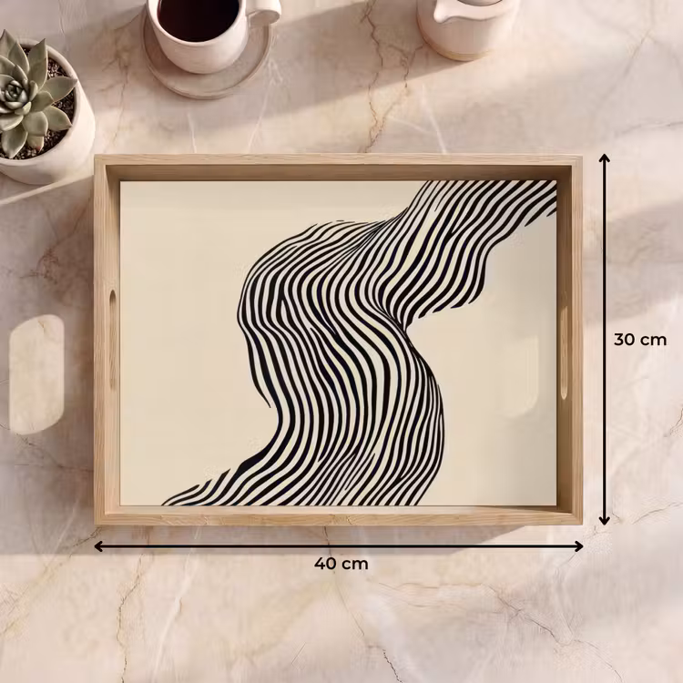 Golvend - Lijnen - Abstract - Silhouet Dienblad Rechthoek middel -USP_Formaat