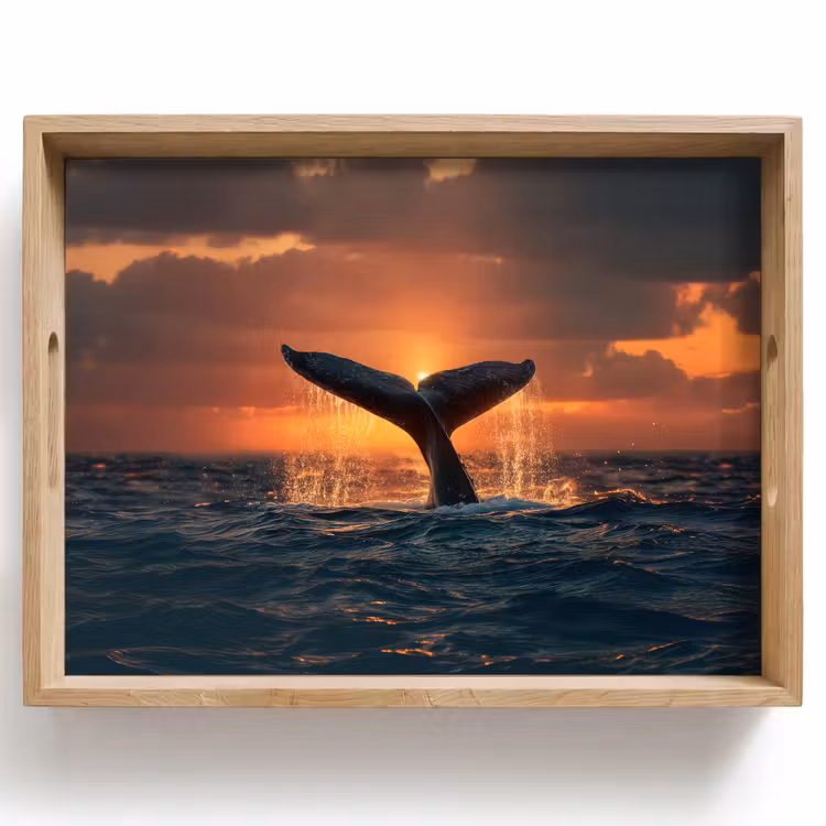 Walvis staart - Water - Zonsondergang Dienblad Rechthoek middel -z3d_shopping