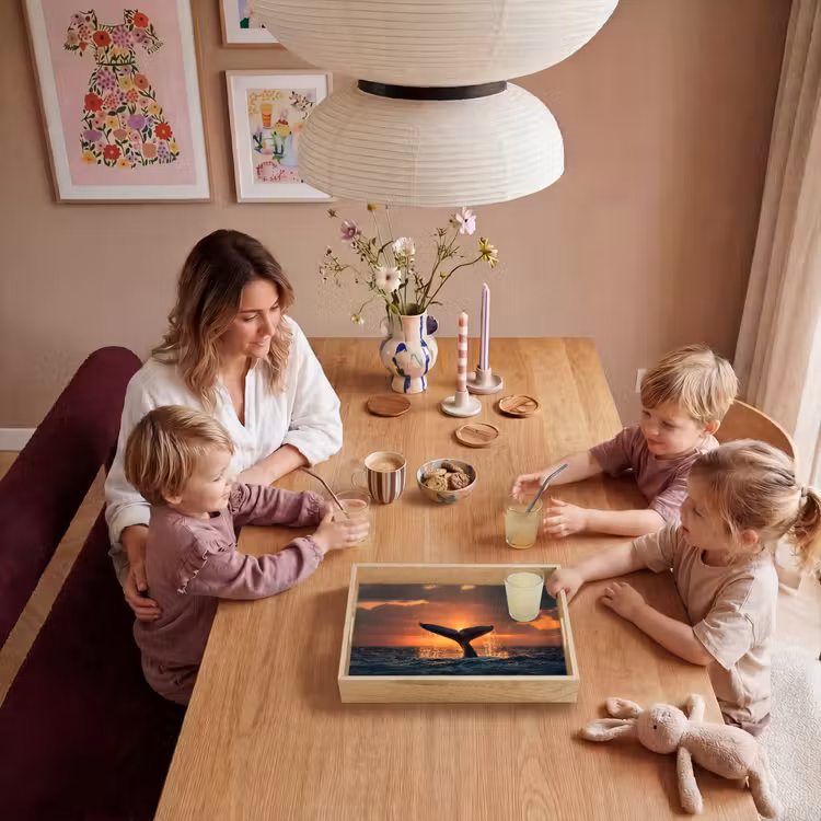 Walvis staart - Water - Zonsondergang Dienblad Rechthoek middel -sfeer4