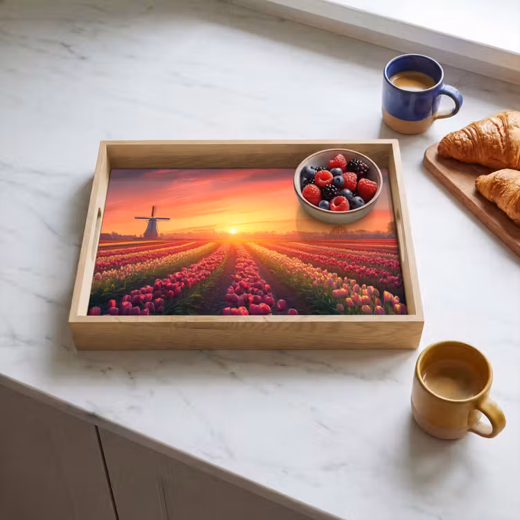 Windmolen - Zonsondergang - Landschap Dienblad Rechthoek middel -sfeer2