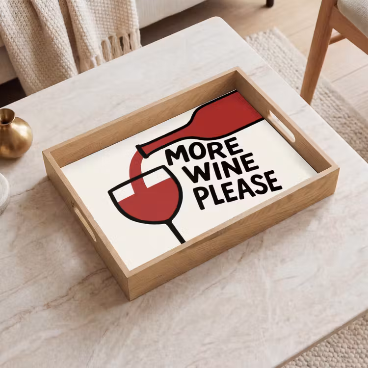 Wijnfles - Quote - Rood - Glas Dienblad Rechthoek middel -sfeer1