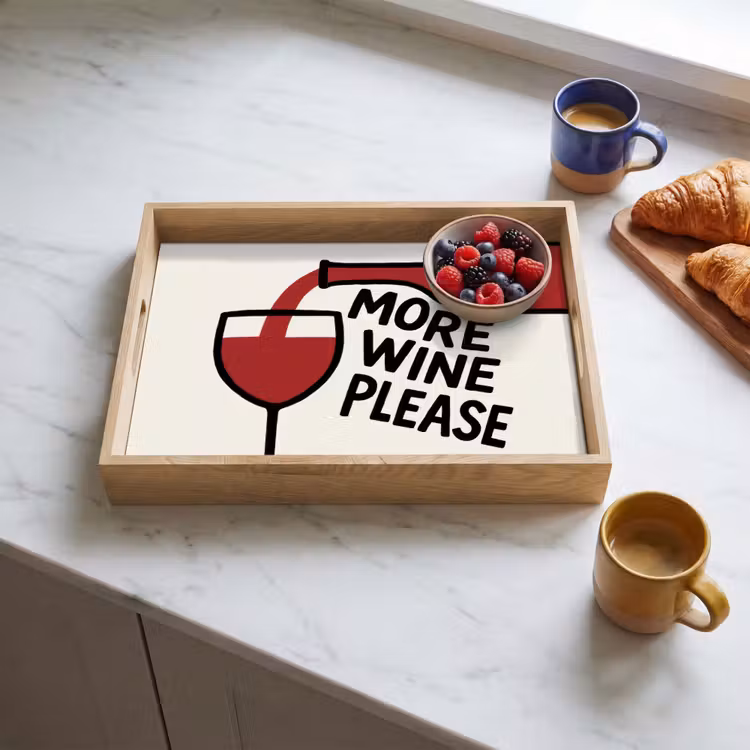 Wijnfles - Quote - Rood - Glas Dienblad Rechthoek middel -sfeer2