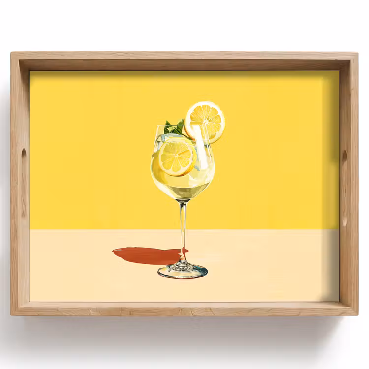 Wijnglas - Citroen - Geel - Minimalistisch Dienblad Rechthoek middel -z3d_shopping