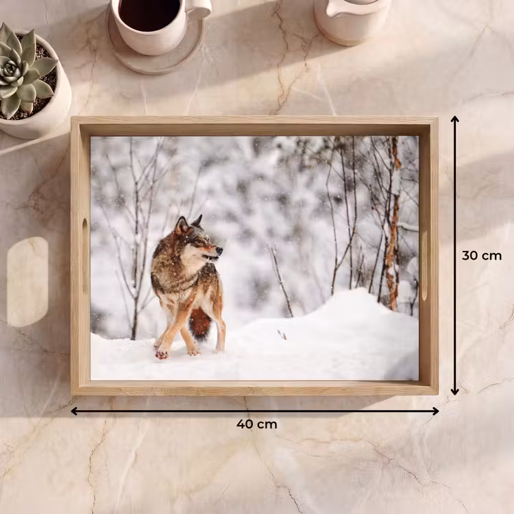 Wolf - Winter - Sneeuw - Natuur - Dieren Dienblad Rechthoek middel -USP_Formaat