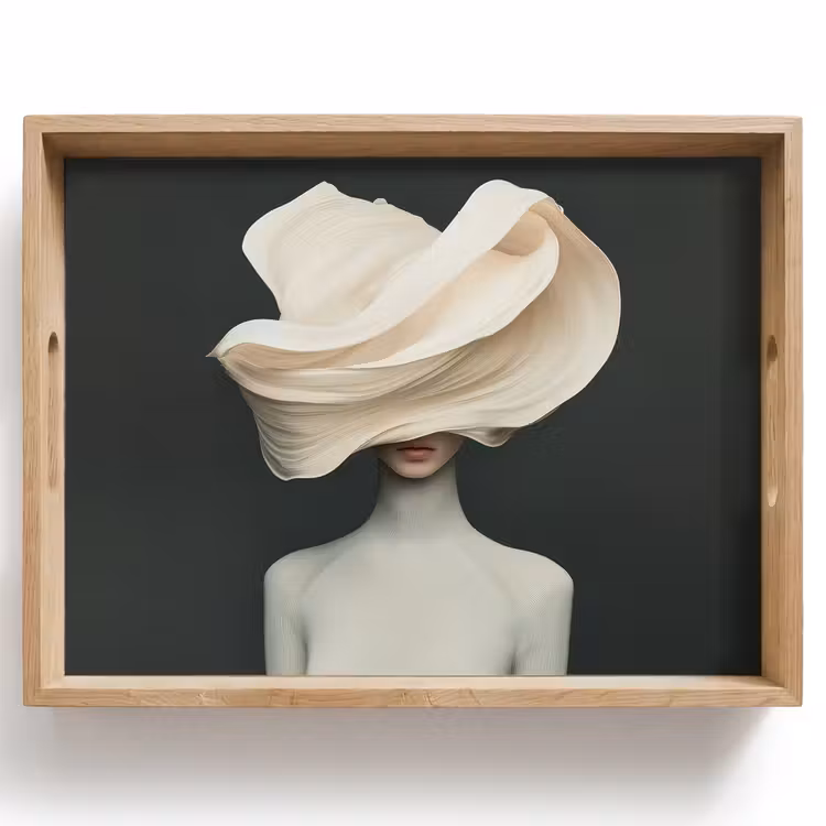 Vrouw - Beige - hoed Dienblad Rechthoek middel -z3d_shopping