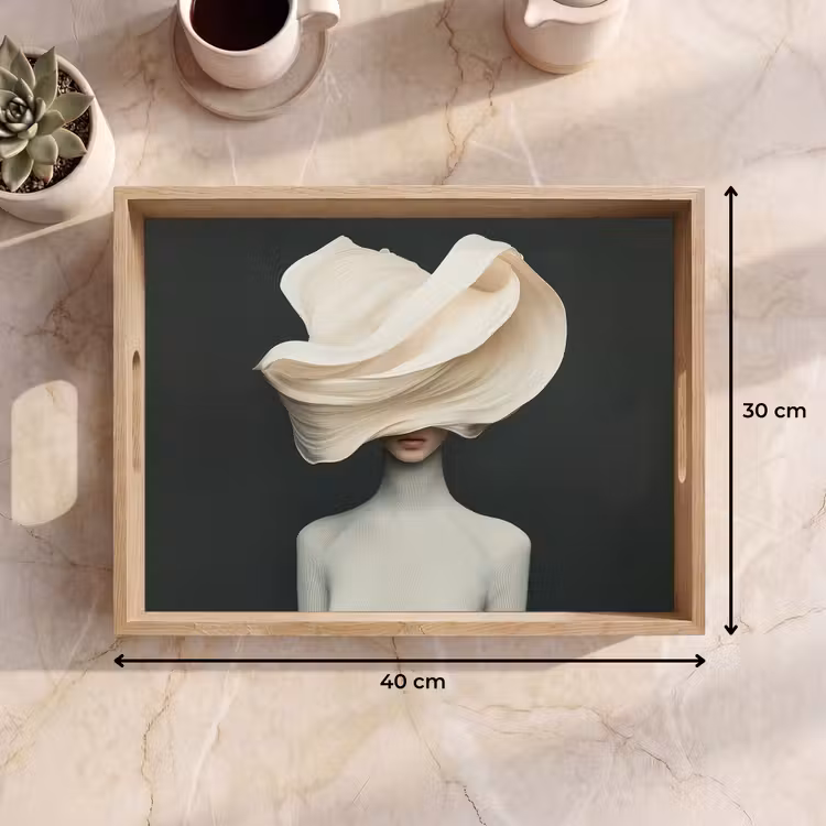 Vrouw - Beige - hoed Dienblad Rechthoek middel -USP_Formaat