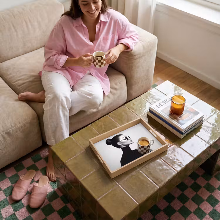 Vrouw - Champagne - Modern Dienblad Rechthoek middel -sfeer3