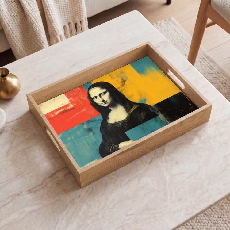 Vrouw - Kleurvlakken - Klassieke schilderkunst Dienblad Rechthoek middel -sfeer1