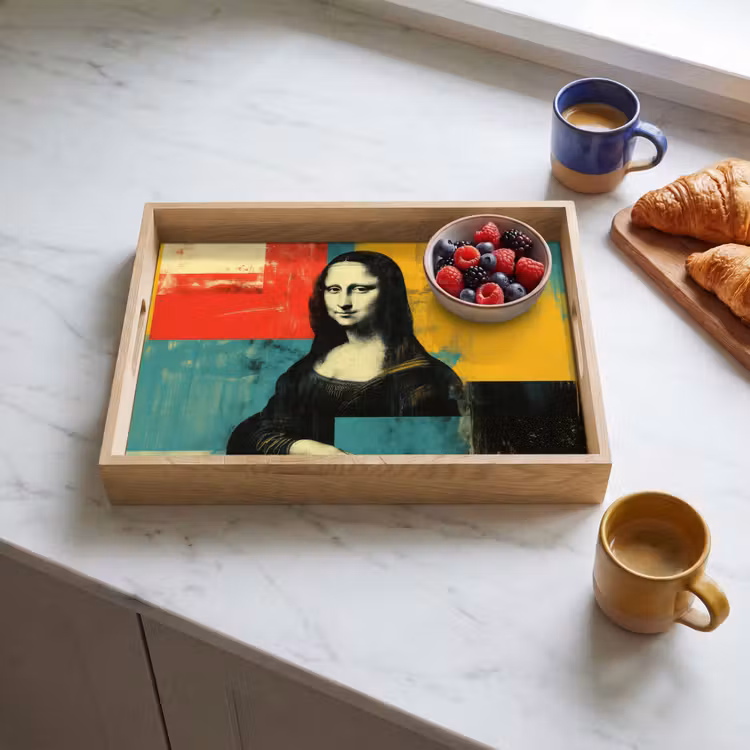 Vrouw - Kleurvlakken - Klassieke schilderkunst Dienblad Rechthoek middel -sfeer2