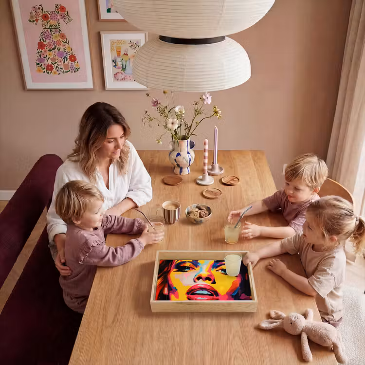 Vrouw - Gezicht - Kleurrijk Dienblad Rechthoek middel -sfeer4