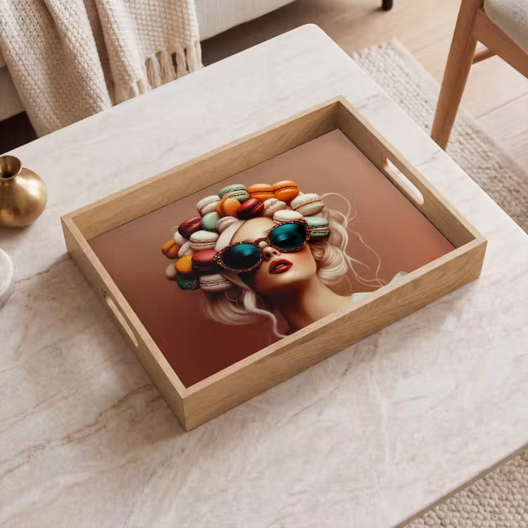 Vrouw - Macarons - Bril Dienblad Rechthoek middel -sfeer1