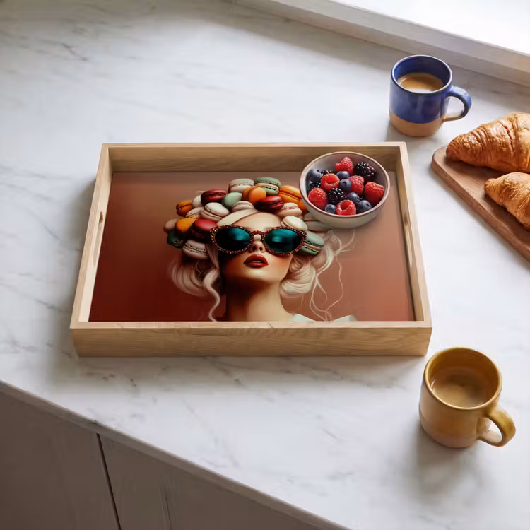 Vrouw - Macarons - Bril Dienblad Rechthoek middel -sfeer2