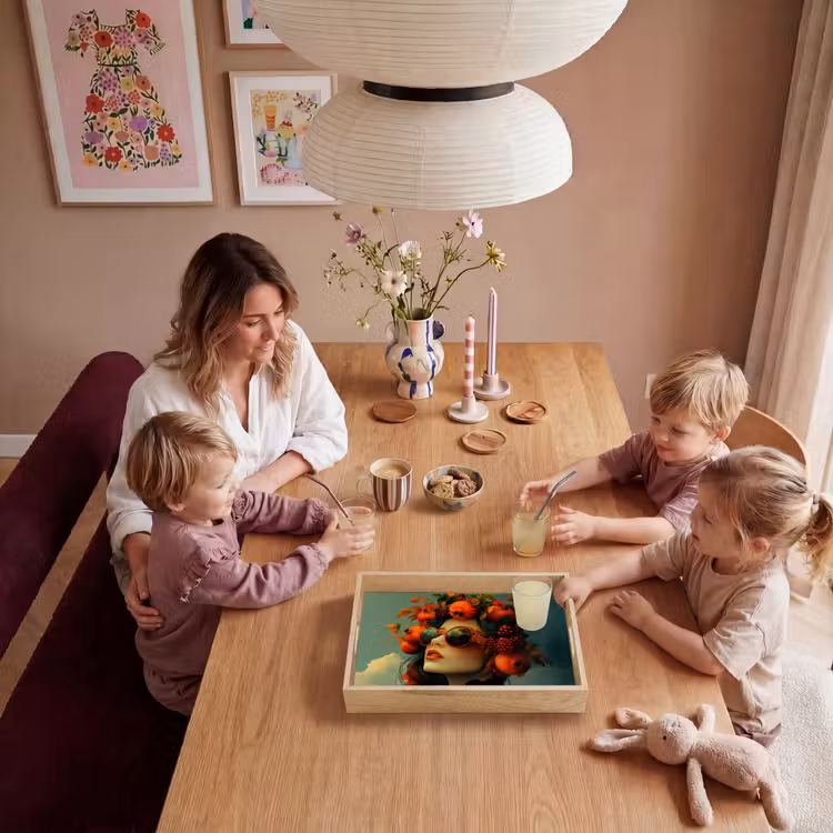 Vrouw - Granaatappel - Herfst - Zonnebril Dienblad Rechthoek middel -sfeer4