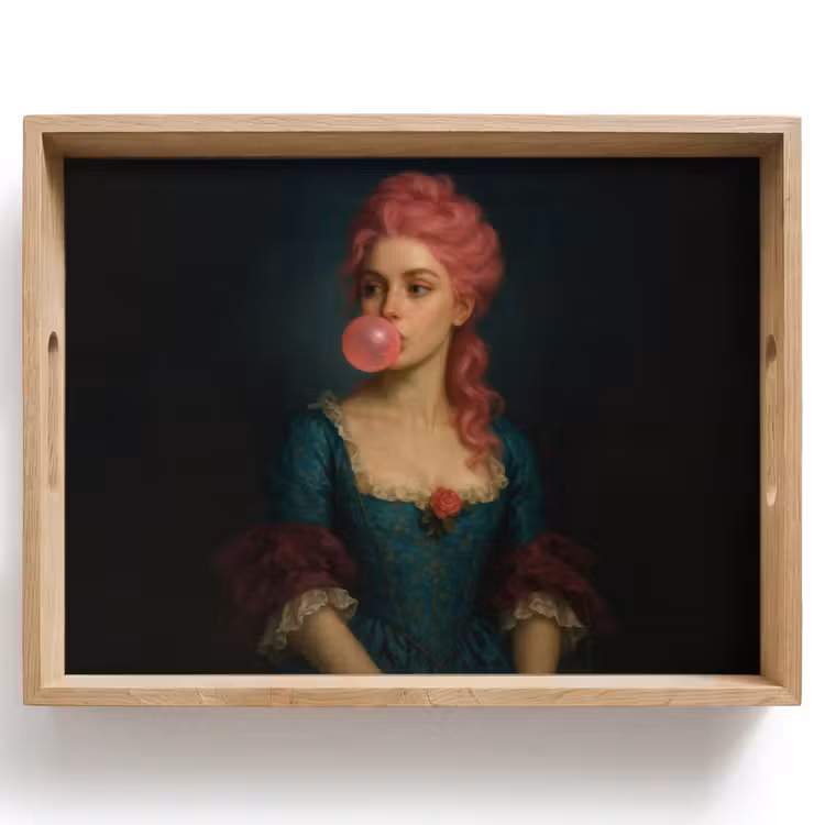Vrouw - Portret - Kauwgombel Dienblad Rechthoek middel -z3d_shopping