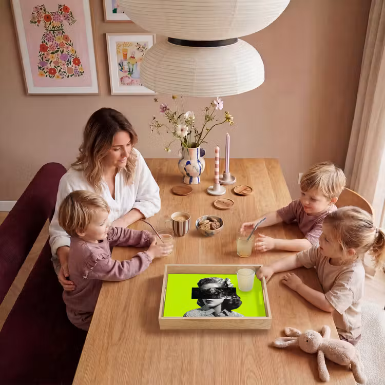 Vrouw - Sterrenhemel - Groen Dienblad Rechthoek middel -sfeer4