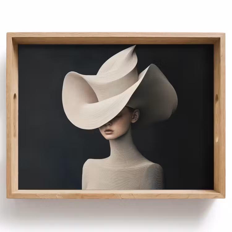 Vrouw - Golvende - Hoed Dienblad Rechthoek middel -z3d_shopping