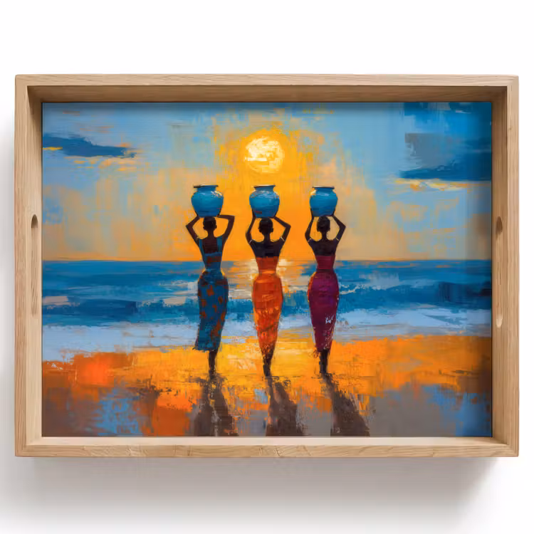 Vrouwen - Strand - Zondsondergang Dienblad Rechthoek middel -z3d_shopping