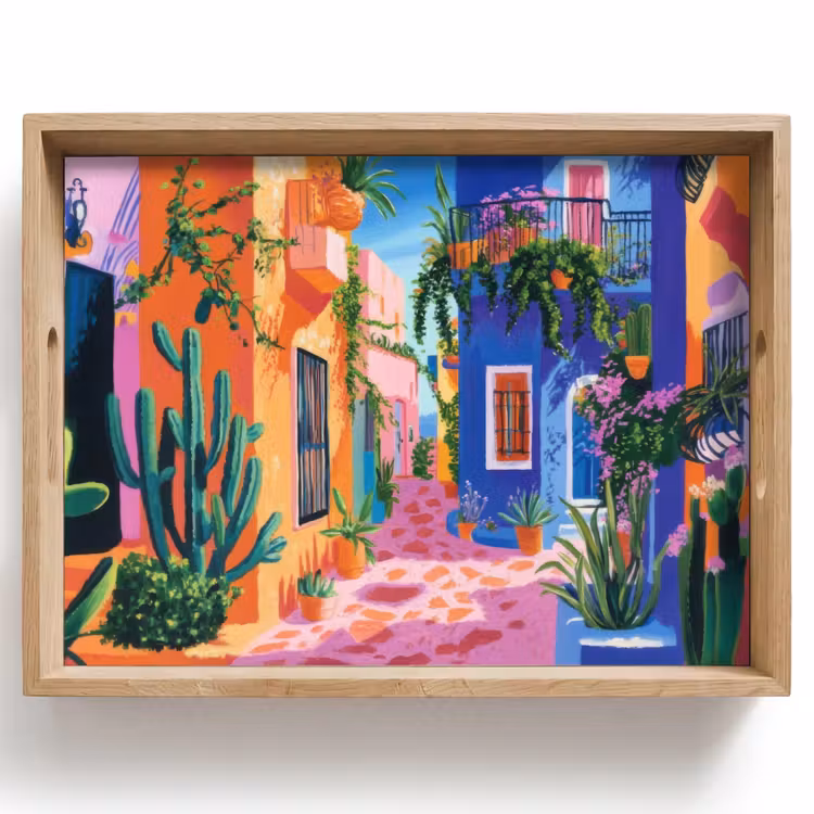 Geel - Blauw - Oranje - Huis Dienblad Rechthoek middel -z3d_shopping
