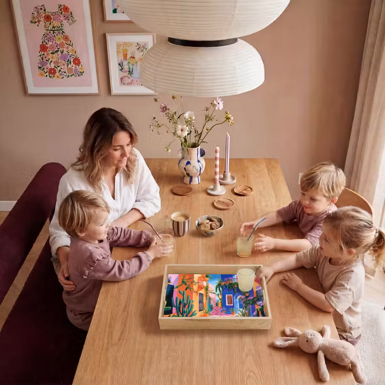 Geel - Blauw - Oranje - Huis Dienblad Rechthoek middel -sfeer4