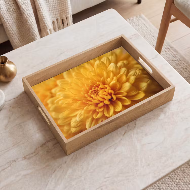 Geel - Chrysant - Zachtheid Dienblad Rechthoek middel -sfeer1