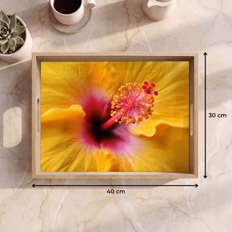 Geel - Hibiscus - Tropisch Dienblad Rechthoek middel -USP_Formaat