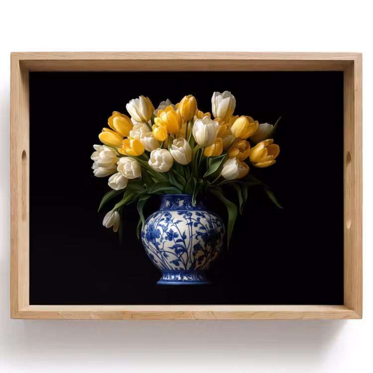 Geel - Tulpen - Vaas - Bloemen Dienblad Rechthoek middel -z3d_shopping