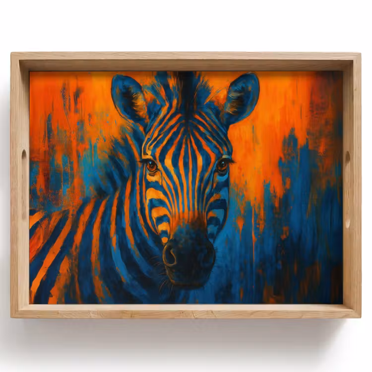 Zebra - Abstract - Blauw Dienblad Rechthoek middel -z3d_shopping