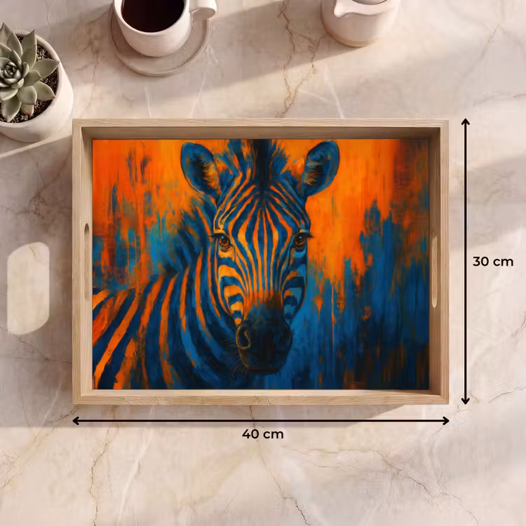 Zebra - Abstract - Blauw Dienblad Rechthoek middel -USP_Formaat