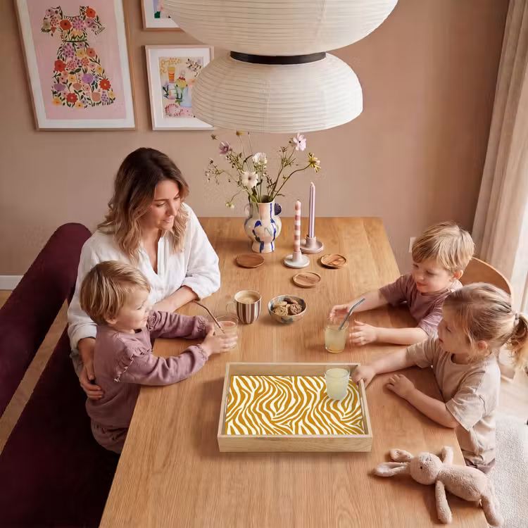 Zebra - Klassiek - Oker - Geel Dienblad Rechthoek middel 911 -sfeer4