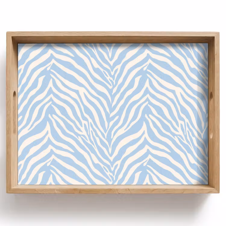 Zebra - Motief - Blauw - Wit Dienblad Rechthoek middel 911 -z3d_shopping