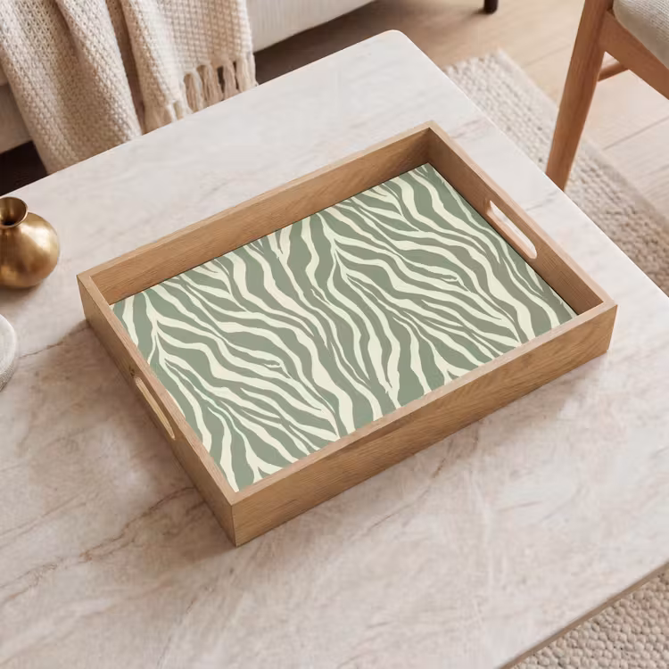 Zebra - Motief - Groen Dienblad Rechthoek middel 911 -sfeer1