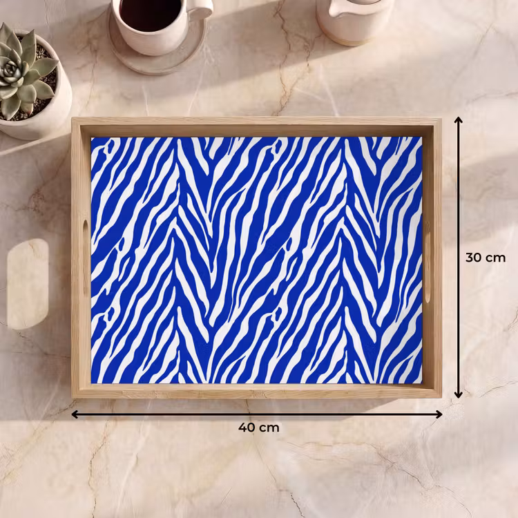 Zebra - Patroon - Kobalt - Blauw Dienblad Rechthoek middel 911 -USP_Formaat