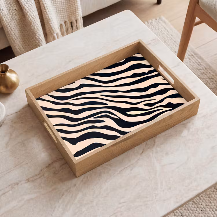 Zebraprint - Dynamisch - Roze Dienblad Rechthoek middel -sfeer1