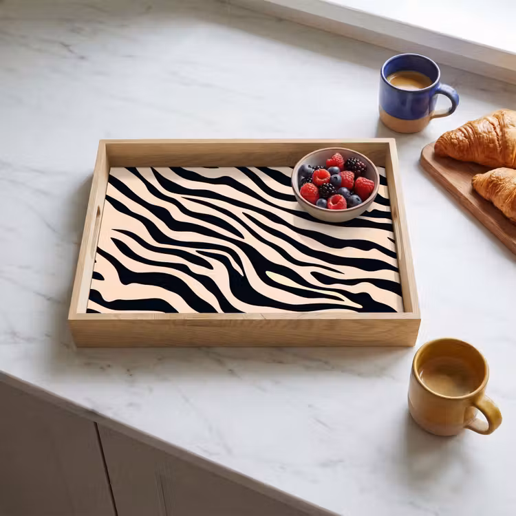 Zebraprint - Dynamisch - Roze Dienblad Rechthoek middel -sfeer2