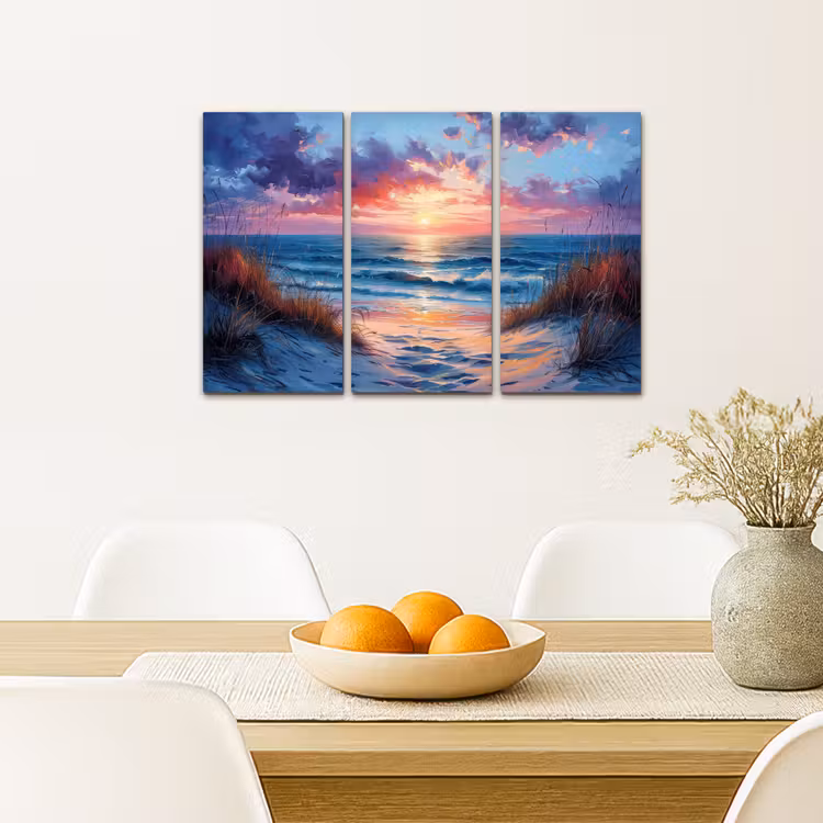 Strand - Blauw - Verf - Paars Canvas - Meerluiken 3 luik klein -sfeer4