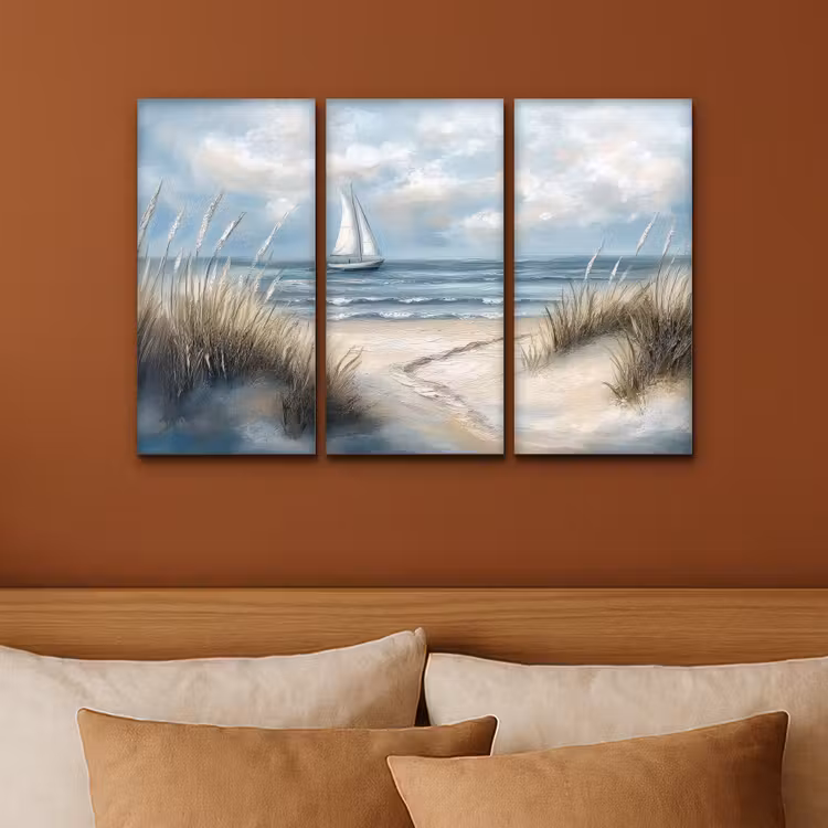 Strand - Verf - Natuur - Boot Canvas - Meerluiken 3 luik klein -sfeer2