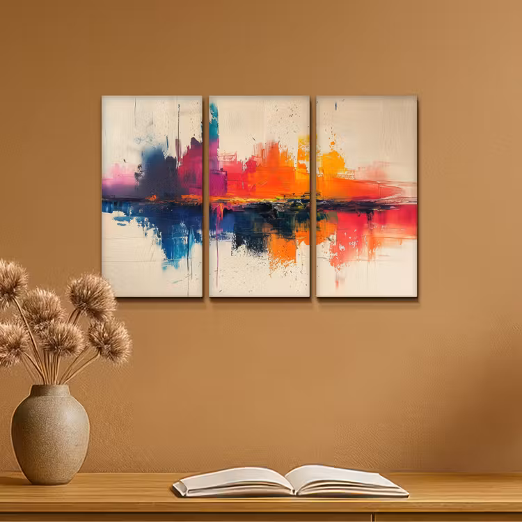 Kleurrijk - Abstract - Verflook - Modern Canvas - Meerluiken 3 luik klein -sfeer5